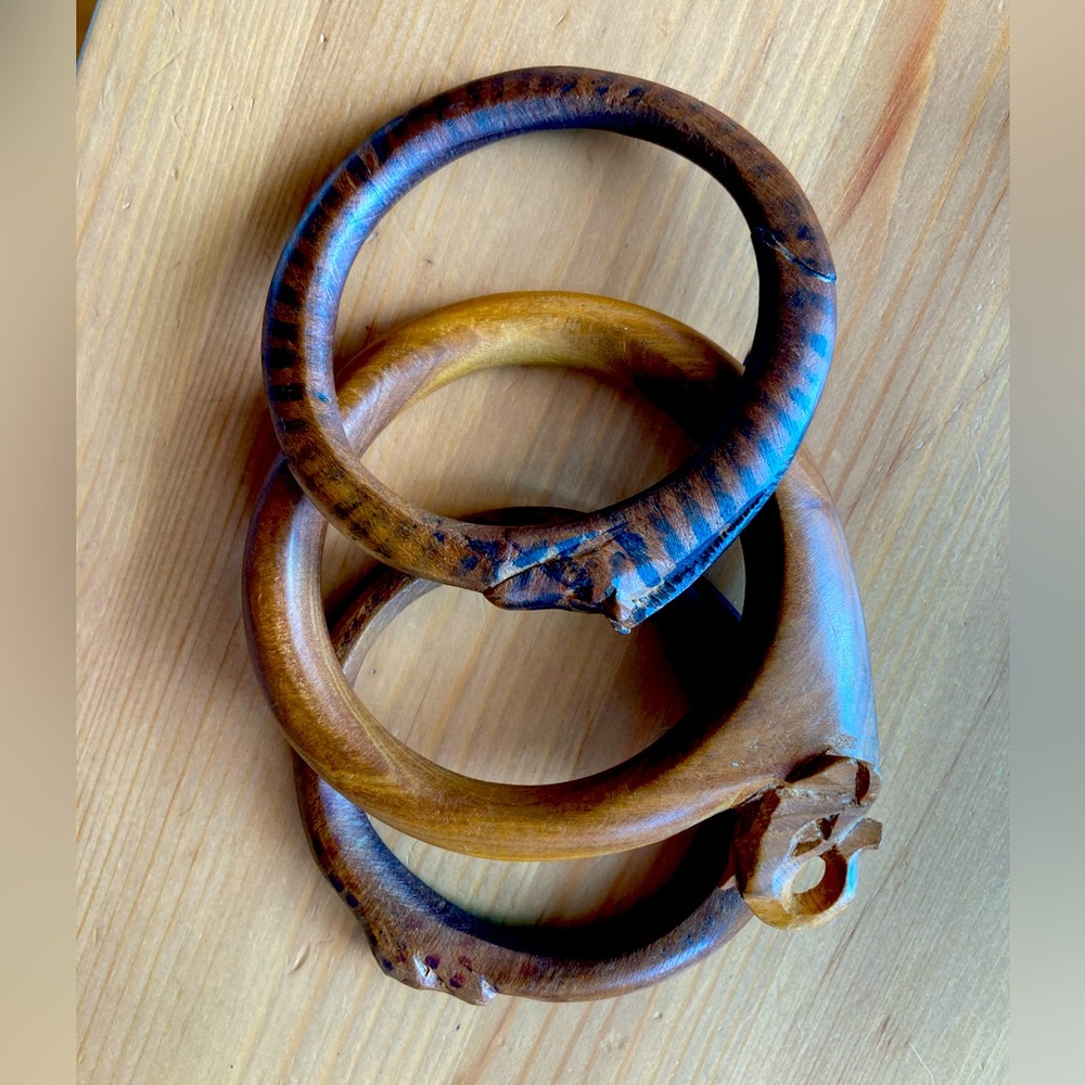 Set of 3 carved animal bangles